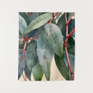 Minimalistische Eukalyptus Botanische Kunst Wandteppich