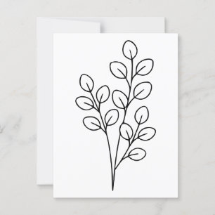 Minimalistische Eukalyptus Botanische Linie Art Postkarte