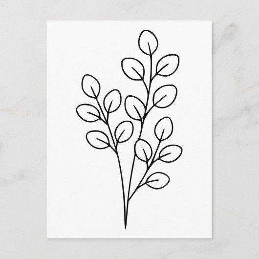 Minimalistische Eukalyptus Botanische Linie Art Postkarte (Vorderseite)