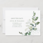 Minimalistische Eukalyptus Botanische Natur Modern Save The Date (Vorderseite)