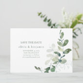 Minimalistische Eukalyptus Botanische Natur Modern Save The Date (Stehend Vorderseite)