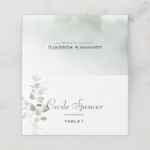 Minimalistische Eukalyptus-Foliage Platzkarte (Außenseite Aufgefaltet)