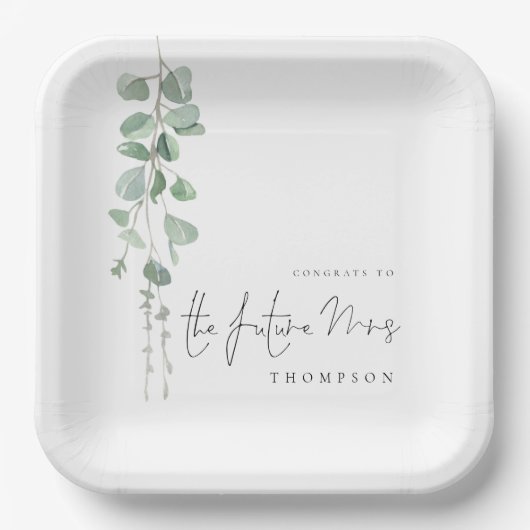 Minimalistische Eukalyptus-Glückwunsch Zukunft Fra Pappteller (Vorderseite)