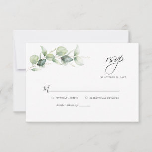 Minimalistische Eukalyptus Greenerage Foliage Wedd RSVP Karte