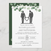 Minimalistische Eukalyptus Greenery Gay Wedding Gr Einladung (Vorne/Hinten)