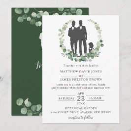 Minimalistische Eukalyptus Greenery Gay Wedding Gr Einladung