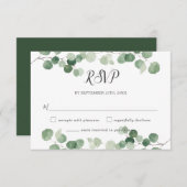 Minimalistische Eukalyptus Greenery Reply Gay Wedd RSVP Karte (Vorne/Hinten)