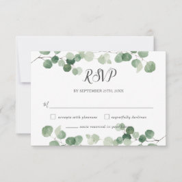 Minimalistische Eukalyptus Greenery Reply Gay Wedd RSVP Karte
