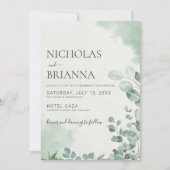 Minimalistische Eukalyptus Greenery Wedding Einladung (Vorderseite)