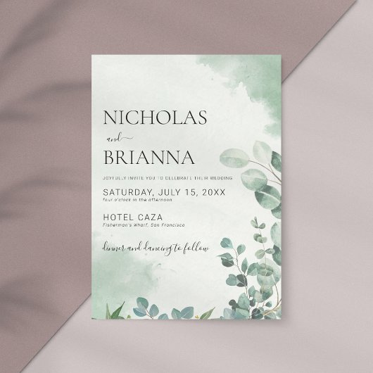 Minimalistische Eukalyptus Greenery Wedding Einladung