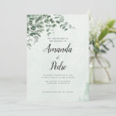 Minimalistische Eukalyptus Greenery Wedding Einladung (Stehend Vorderseite)