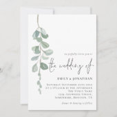 Minimalistische Eukalyptus-Handschriftzeichen Einladung (Vorderseite)