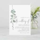 Minimalistische Eukalyptus-Handschriftzeichen Einladung (Stehend Vorderseite)