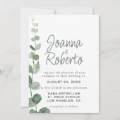 Minimalistische Eukalyptus-Hochzeit Einladung (Vorderseite)