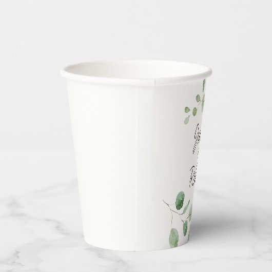 Minimalistische Eukalyptus-Hochzeit Pappbecher (Rechts)