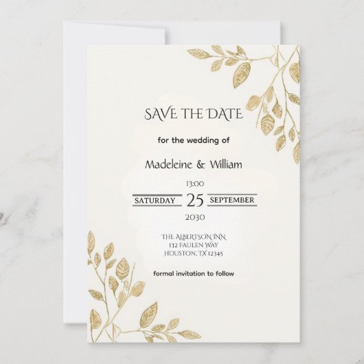 Minimalistische Eukalyptus-Hochzeit Save The Date (Vorderseite)