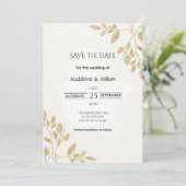 Minimalistische Eukalyptus-Hochzeit Save The Date (Stehend Vorderseite)