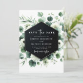 Minimalistische Eukalyptus-Hochzeit Save The Date (Stehend Vorderseite)