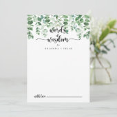 Minimalistische Eukalyptus-Hochzeitwörter der Weis Hinweiskarte (Stehend Vorderseite)