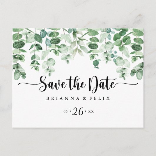 Minimalistische Eukalyptus Horizontal Save the Dat Postkarte (Vorderseite)