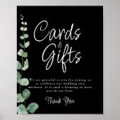 Minimalistische Eukalyptus-Schwarze Karten und Ges Poster (Vorne)