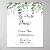 Minimalistische Eukalyptus-Signatur-Getränke Zeich Poster (Vorne)