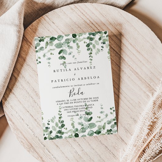 Minimalistische Eukalyptus Spanish Wedding Einladu Einladung