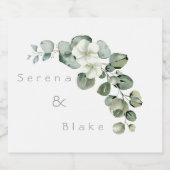 Minimalistische Eukalyptus Wedding White Alkoholflaschenetikett (Einzelnes Label)