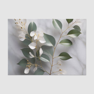 Minimalistische Eukalyptus-Zweigstelle auf Marmor Seidenpapier