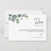 Minimalistische Eukalyptusblätter RSVP Hochzeitska Save The Date (Vorderseite)
