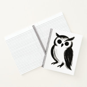 Minimalistische Eule – Tierillustration mit Tusche Notizblock