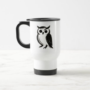 Minimalistische Eule – Tierillustration mit Tusche Reisebecher