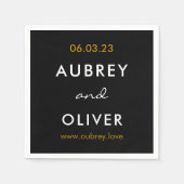 Minimalistische Extravagante Black Wedding Monogra Serviette (Vorderseite)