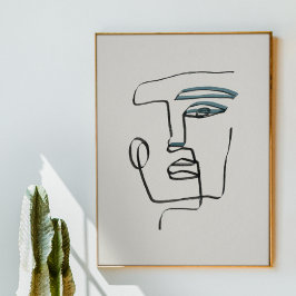 Minimalistische Face Line Art Gezeichnet Poster