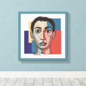 Minimalistische Face Line Art | Zeitgenössischer G Leinwanddruck (Insitu (Holzboden))