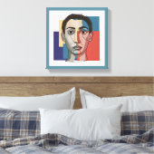 Minimalistische Face Line Art | Zeitgenössischer G Leinwanddruck (Insitu (Schlafzimmer))