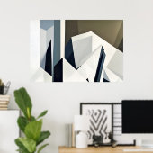 Minimalistische facettierte Geometrie Poster (Heimbüro)