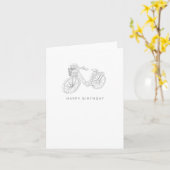 Minimalistische Fahrradlinie Zeichnend Geburtstag Karte (Gelbe Blume)