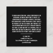 Minimalistische Fairstylist Wig Bundle Maintenance Quadratische Visitenkarte (Rückseite)