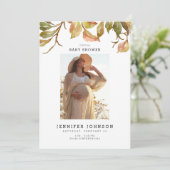 Minimalistische Fall Foliage Foto Virtual Baby Dus Einladung (Stehend Vorderseite)