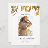 Minimalistische Fall Foliage Foto Virtual Baby Dus Einladung (Vorne/Hinten)