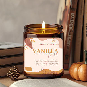 Minimalistische Fall Vanilla Candle Label Herbst Quadratischer Aufkleber