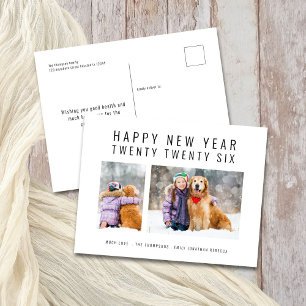 Minimalistische Familie 2 Fotos 2026 Frohes Neues Feiertagspostkarte