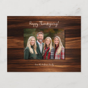 Minimalistische Familienfoto-Holz Casual-Schrift Feiertagspostkarte