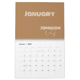 Minimalistische Familienname Typografie Kalender