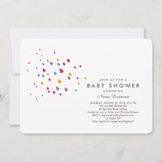 Minimalistische, farbenfrohe Kinderdusche Einladun Einladung (Vorderseite)