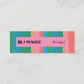 Minimalistische, farbenfrohe, rosa Streifen handge Mini Visitenkarte (Vorderseite)
