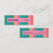 Minimalistische, farbenfrohe, rosa Streifen handge Mini Visitenkarte (Vorne/Hinten)