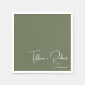 Minimalistische Farbgrüne Hochzeit Serviette (Vorderseite)