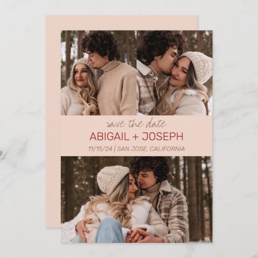 Minimalistische Farbstreifenkarte Save the Date (Vorne/Hinten)